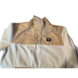 VANS White Fleece  and Khaki Block Long Sleeve 4 Snap Pullover Extra Small